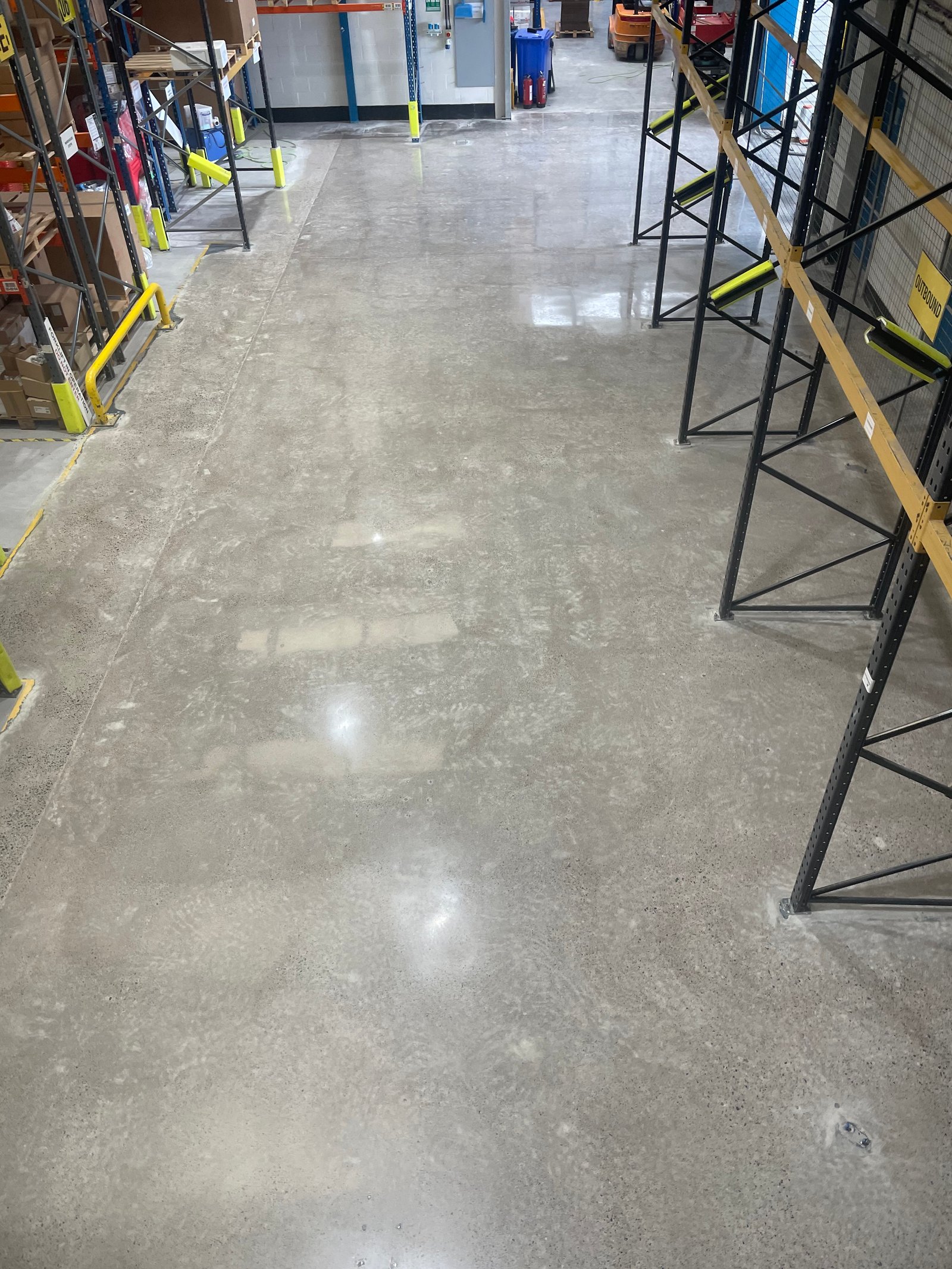 Industrial polished concrete floor — logistics centre UK