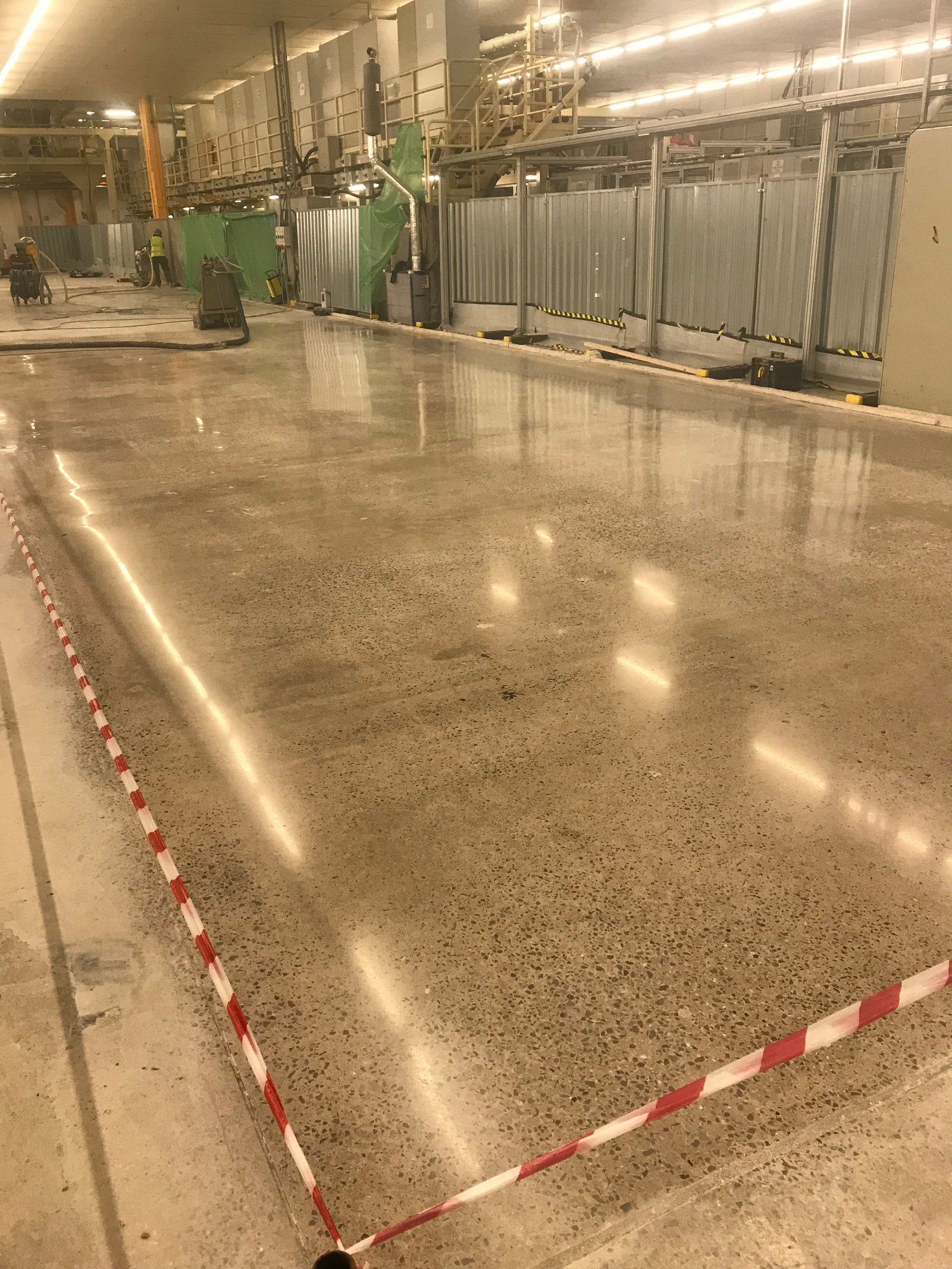 Industrial polished concrete grind and seal — food production floor