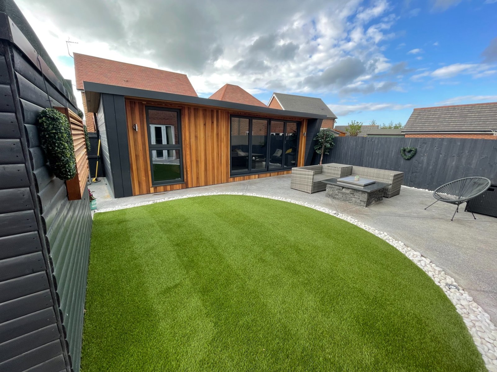 Outdoor polished concrete patio