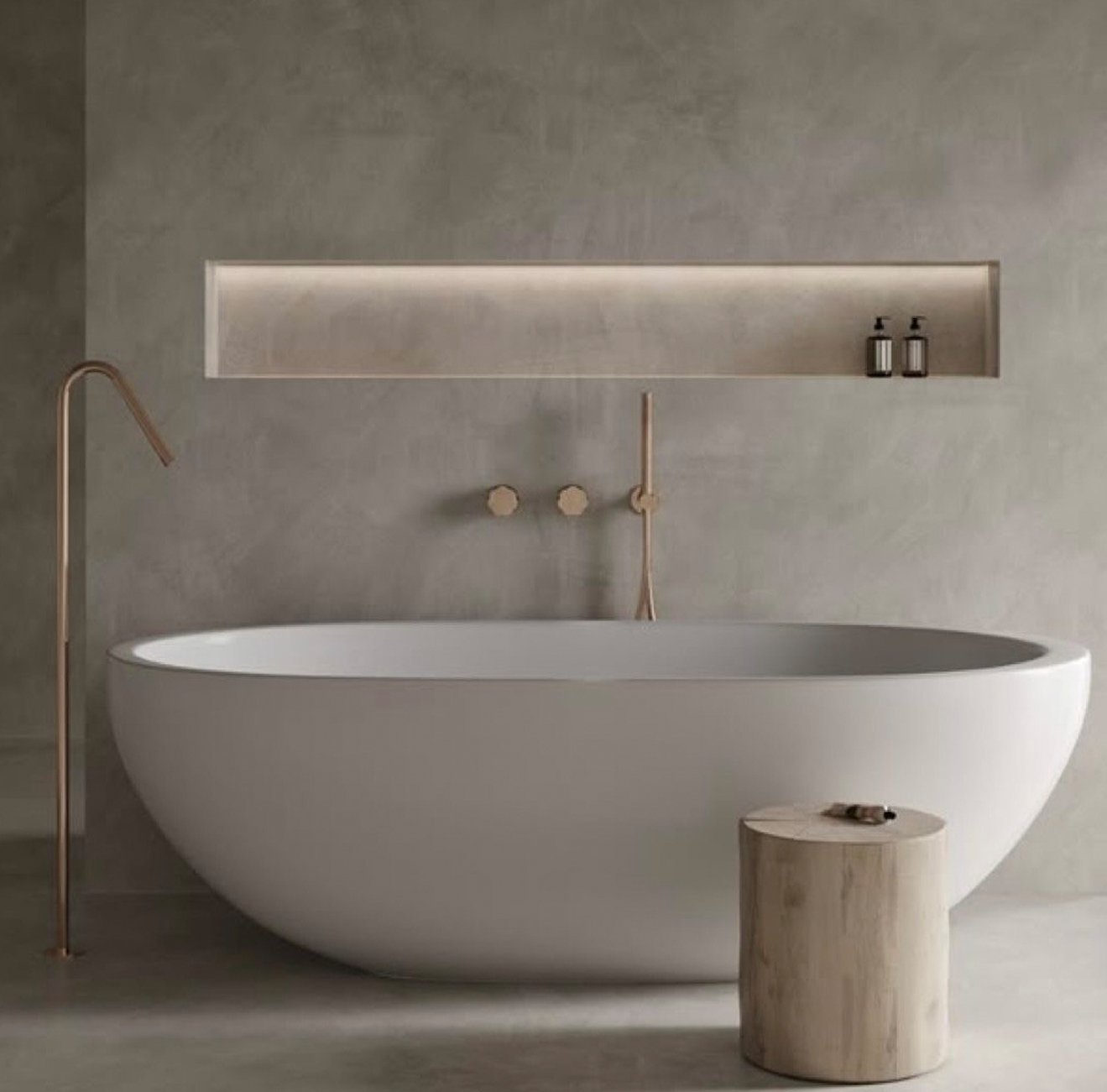 Minimal microcement bathroom — polished finish UK installation