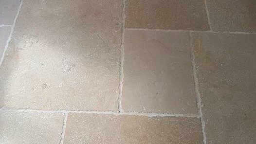 Limestone floor after restoration - honed and polished to a satin finish