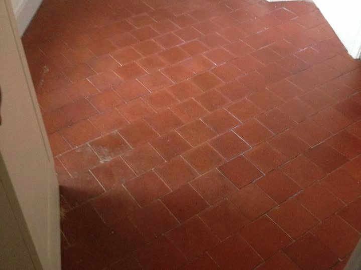 Quarry tile floor after restoration - deep cleaned and sealed UK