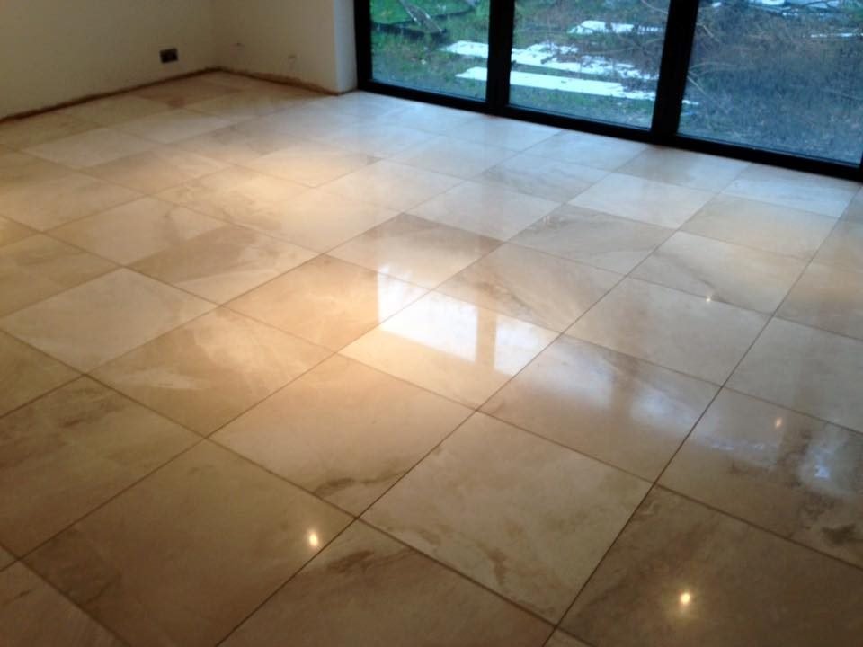 Marble floor after restoration - mirror polished finish UK