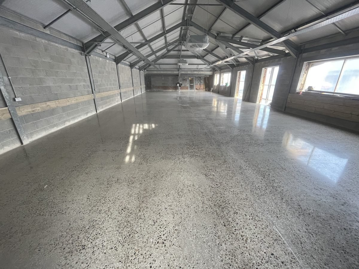 Commercial polished concrete full aggregate - barn conversion