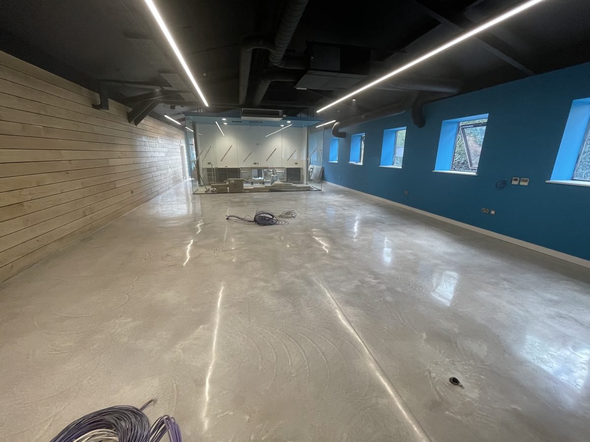 Commercial polished concrete - fitness studio satin sheen finish