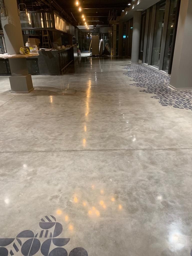 Commercial polished concrete - bespoke custom patterned restaurant floor