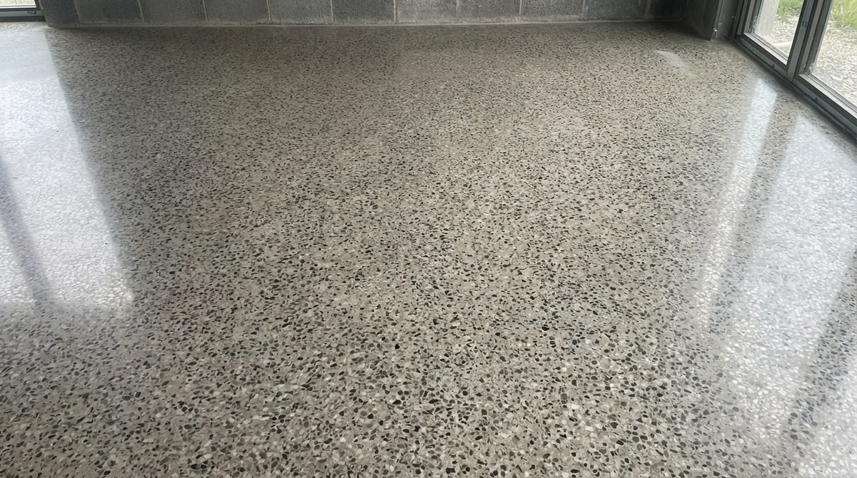 Polished concrete floor - high gloss full aggregate finish