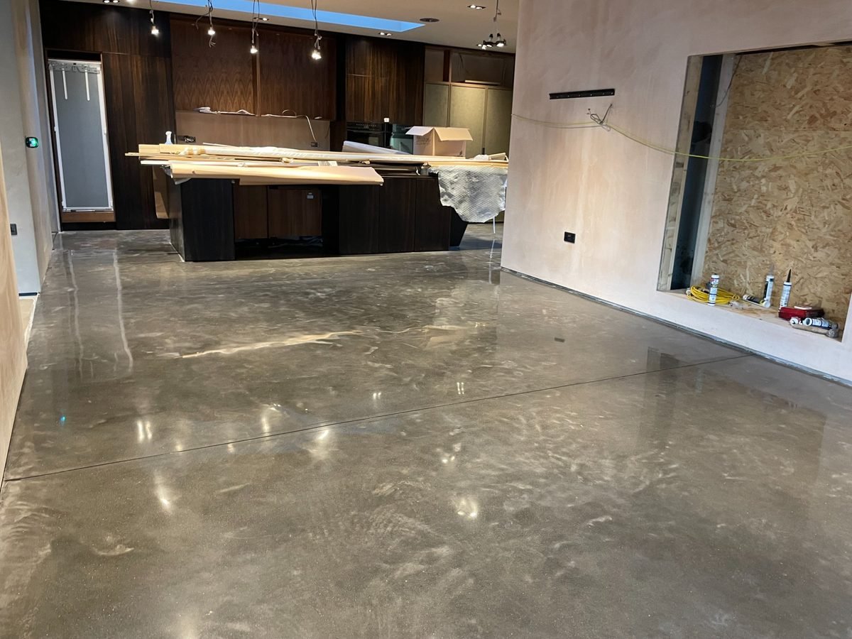 Graphite polished concrete kitchen floor - 800g finish UK