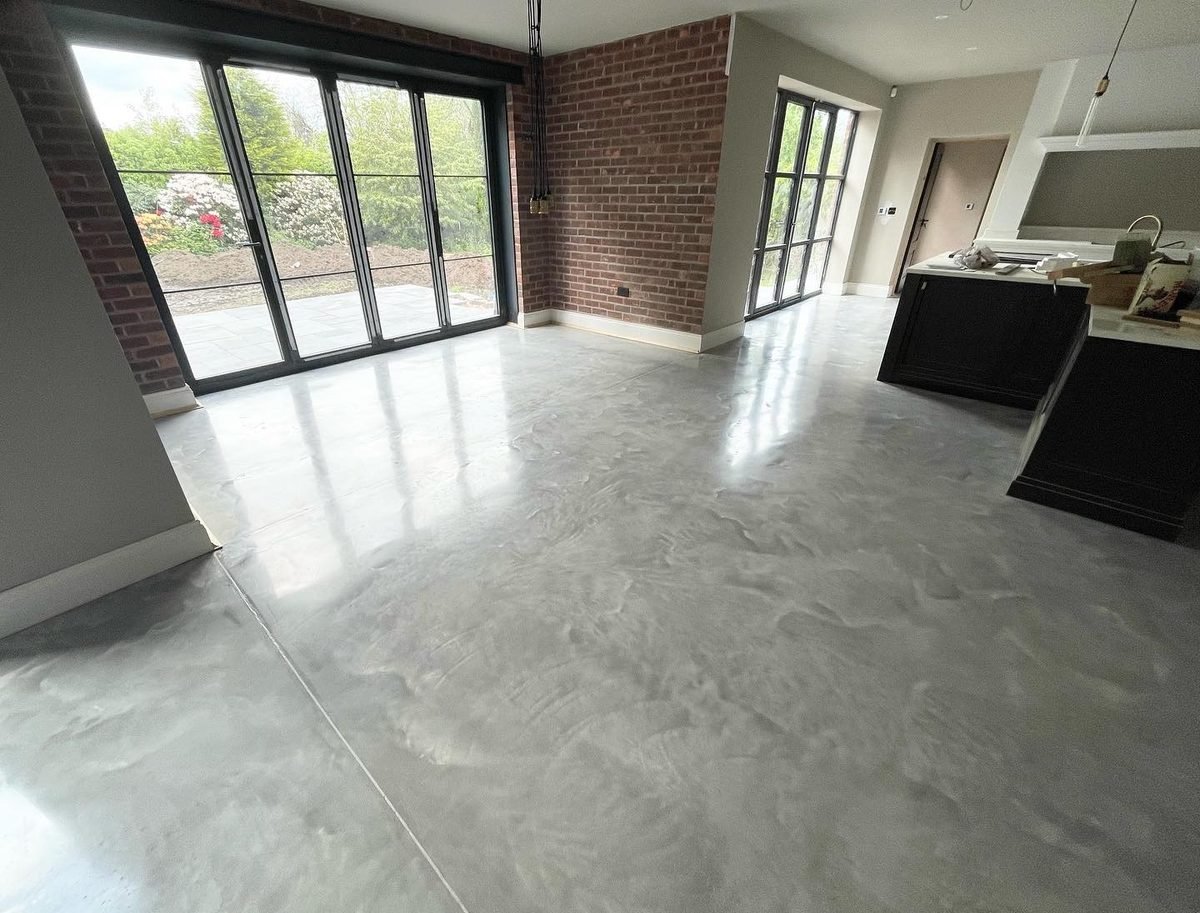 White cream satin polished concrete kitchen - residential installation