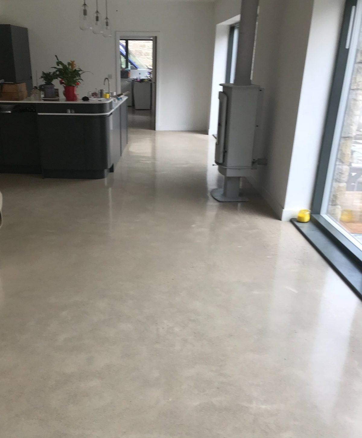Salt and pepper polished concrete kitchen - 1500g finish residential