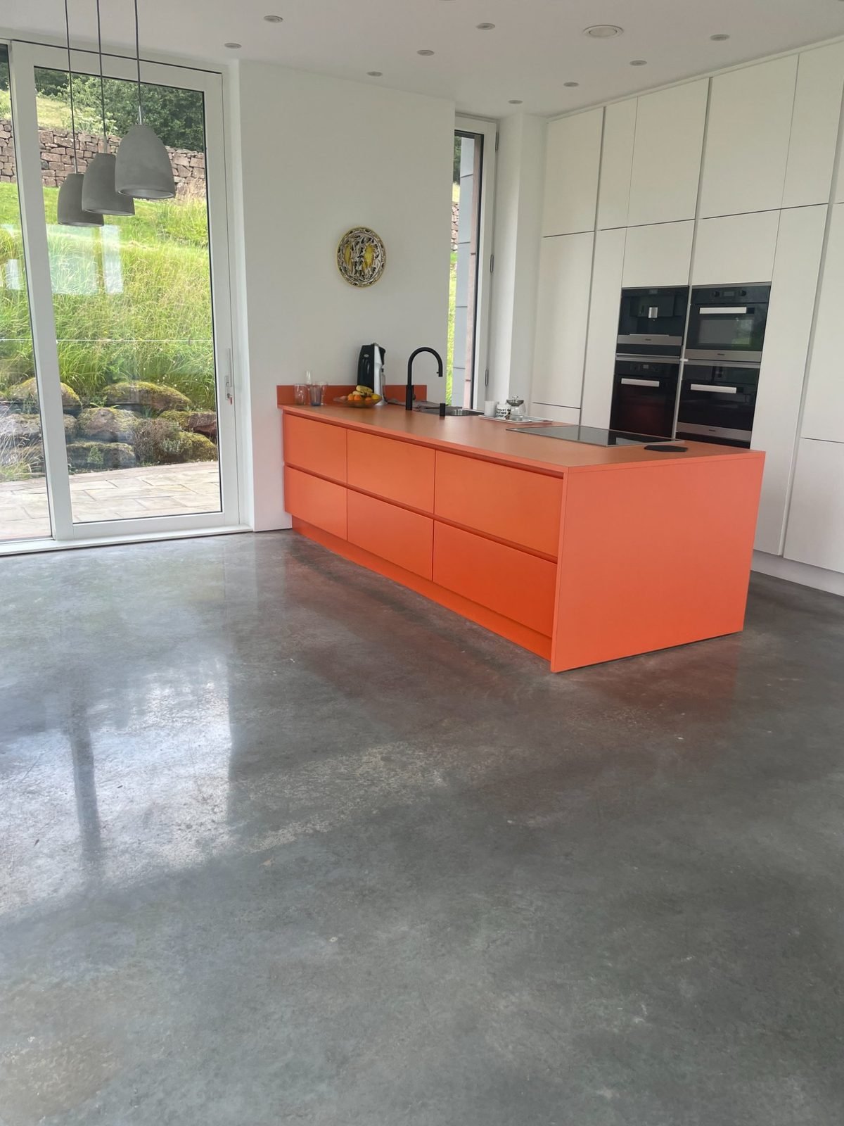 Satin cream aesthetic polished concrete - residential kitchen floor
