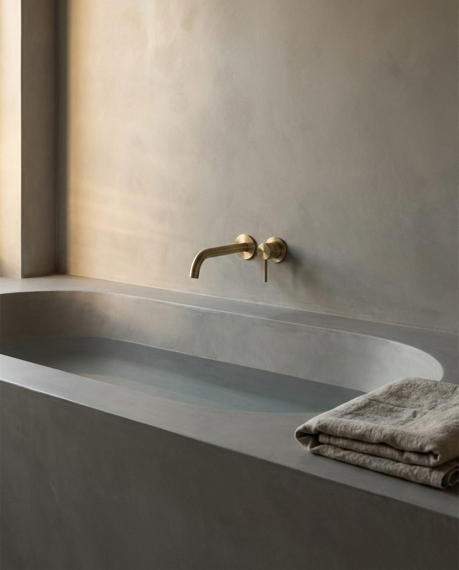 Matte microcement floor finish - smooth contemporary surface UK