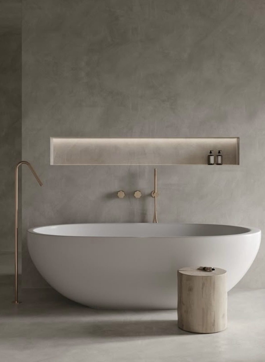 Microcement freestanding bath surround - seamless wet area finish