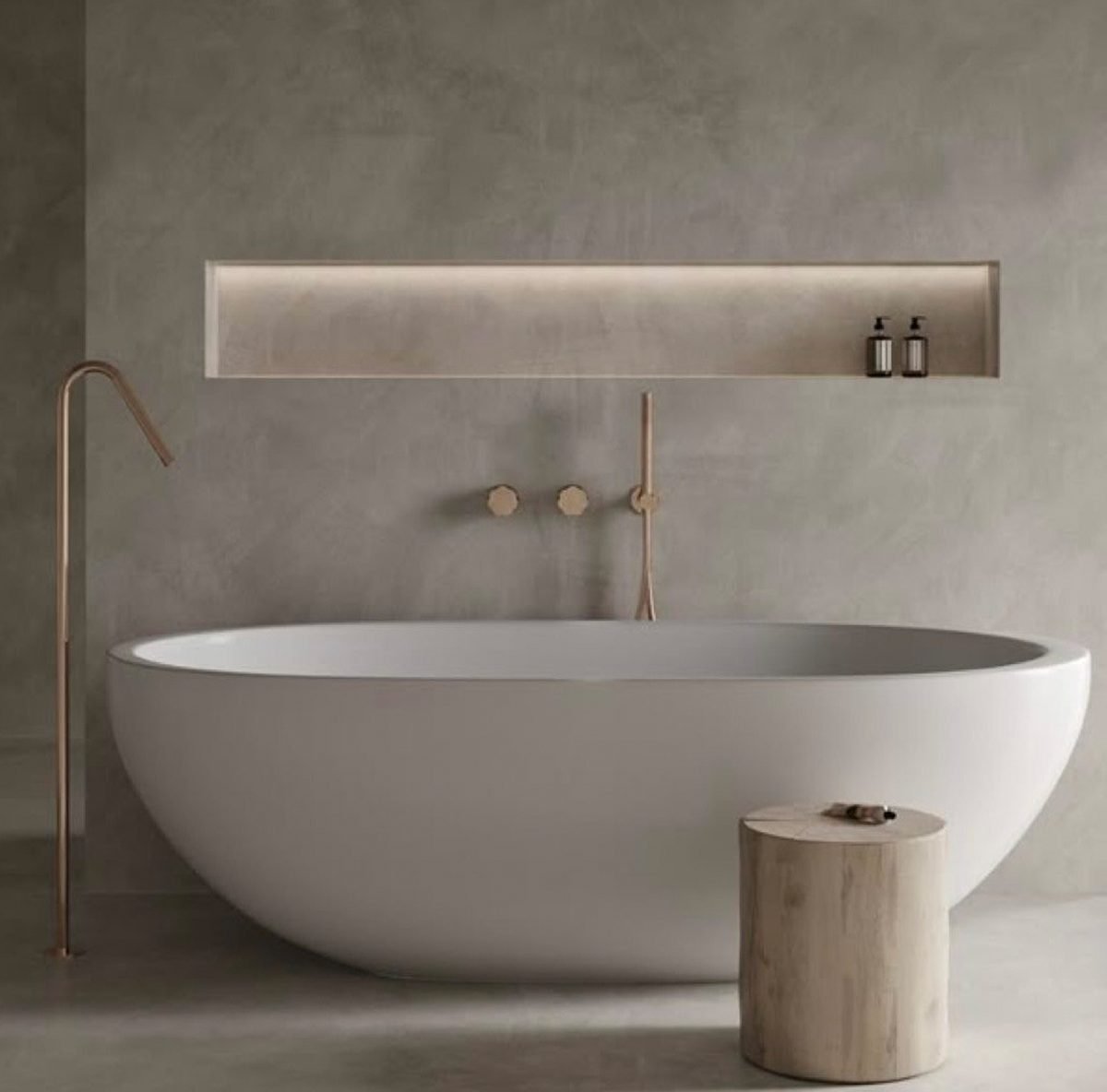 Minimal microcement bathroom - polished satin finish UK installation
