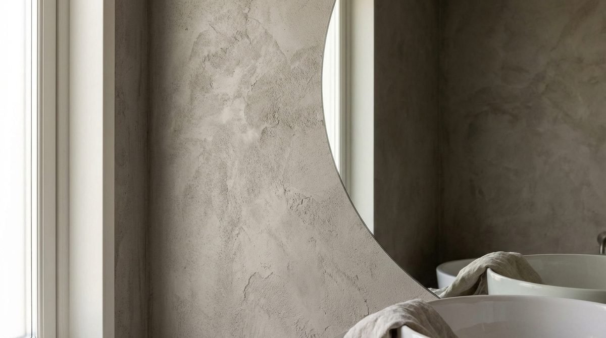 Rough trowel microcement finish - textured artisan surface UK