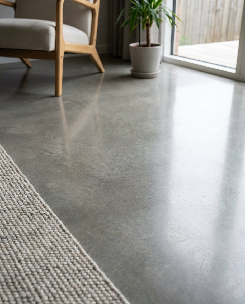 Satin finish residential polished concrete floor